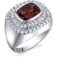 Garnet and CZ Sparkle Ring in Sterling Silver
