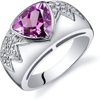 Pink Sapphire and CZ Museum Ring in Sterling Silver