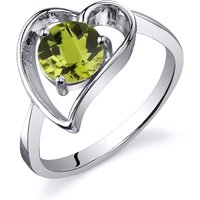 Peridot Infatuation Asymmetric Heart Ring in Sterling Silver
