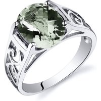Oval Cut Green Amethyst Ring in Sterling Silver