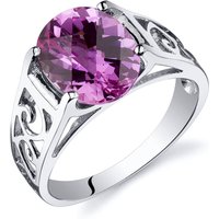 Oval Cut Pink Sapphire Ring in Sterling Silver