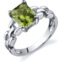Green Amethyst Chain Link Ring in Sterling Silver