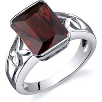 Radiant Cut Garnet Ring in Sterling Silver