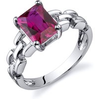 Ruby Chain Link Style Ring in Sterling Silver