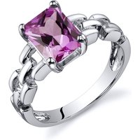 Pink Sapphire Chain Link Style Ring in Sterling Silver