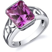 Radiant Cut Pink Sapphire Ring in Sterling Silver
