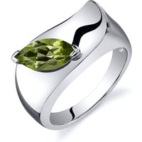 Marquise Cut Peridot Ring in Sterling Silver