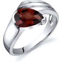 Garnet Modest Abstract Ring in Sterling Silver