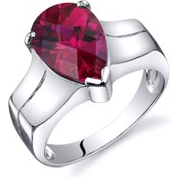 Pear Cut Ruby Ring in Sterling Silver