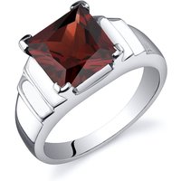 Princess Cut Garnet Ring in Sterling Silver