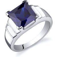 Princess Cut Sapphire Ring in Sterling Silver