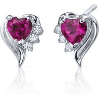 Ruby and CZ Infatuation Sweetheart Earrings in Sterling Silver