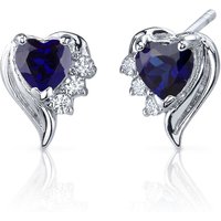 Sapphire and CZ Infatuation Sweetheart Earrings in Sterling Silver