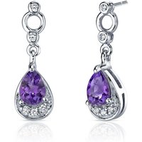 Amethyst and CZ Finesse Simplicity Drop Earrings in Sterling Silver