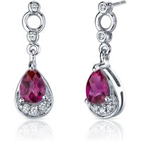 Ruby and CZ Finesse Simplicity Drop Earrings in Sterling Silver