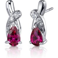 Ruby and CZ Accent Earrings in Sterling Silver