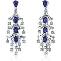 Sapphire and CZ Chandelier Earrings in Sterling Silver