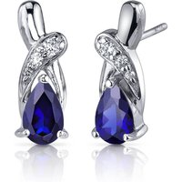 Sapphire and CZ Teardrop Accent Earrings in Sterling Silver