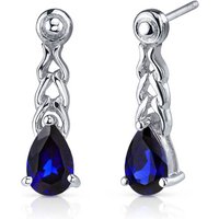 Pear Cut Sapphire Earrings in Sterling Silver