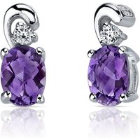 Amethyst and CZ Bejewel Accent Stud Earrings in Sterling Silver