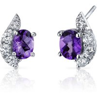 Amethyst and CZ Sparkling Wave Earrings in Sterling Silver