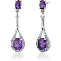 Amethyst and CZ Bejewel Feminine Drop Earrings in Sterling Silver