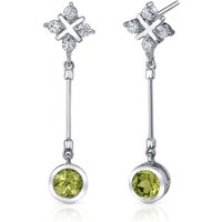 Peridot and CZ Earrings in Sterling Silver