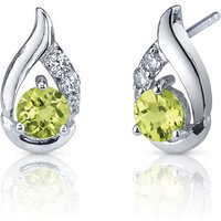 Peridot and CZ Intuition Chequer Stud Earrings in Sterling Silver