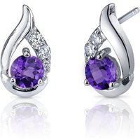 Amethyst and CZ Intuition Chequer Stud Earrings in Sterling Silver