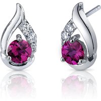 Ruby and CZ Intuition Chequer Stud Earrings in Sterling Silver