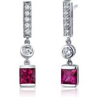 Ruby and CZ Legacy Drop Earrings in Sterling Silver