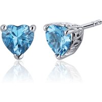 Swiss Blue Topaz Infatuation Heart Stud Earrings in Sterling Silver