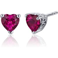 Ruby Infatuation Heart Stud Earrings in Sterling Silver