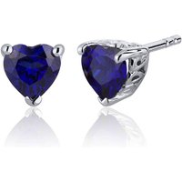 Sapphire Infatuation Heart Stud Earrings in Sterling Silver