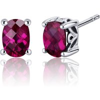 Ruby Bejewel Filigree Stud Earrings in Sterling Silver