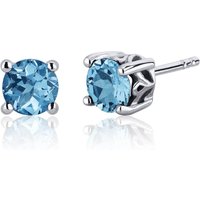 Swiss Blue Topaz Intuition Filigree Stud Earrings in Sterling Silver