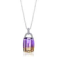 Ametrine and Diamond Cherish Ombre Pendant Necklace in 9ct White Gold