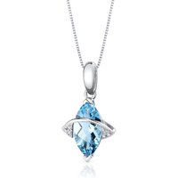 Swiss Blue Topaz and Diamond Vitality Orbit Pendant Necklace in 9ct White Gold