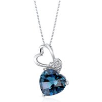 London Blue Topaz and Diamond Infatuation Asymmetric Heart Pendant Necklace in 9ct White Gold