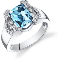 Swiss Blue Topaz and Diamond Serenity Framed Ring in 9ct White Gold