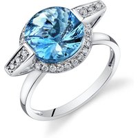Swiss Blue Topaz and Diamond Prismic Pinwheel Ring in 9ct White Gold
