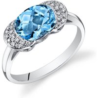 Swiss Blue Topaz and Diamond Bejewel Leia Ring in 9ct White Gold