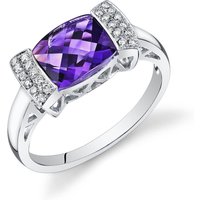 Amethyst and Diamond Cherish Broad Ring in 9ct White Gold