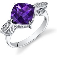 Amethyst and Diamond Cherish Cape Ring in 9ct White Gold