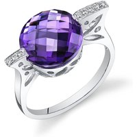 Amethyst and Diamond Ring in 9ct White Gold