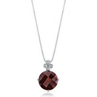 Garnet and Diamond Intuition Pendant Necklace in 9ct White Gold