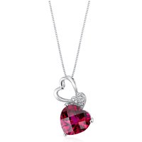 Ruby and Diamond Infatuation Asymmetric Heart Pendant Necklace in 9ct White Gold