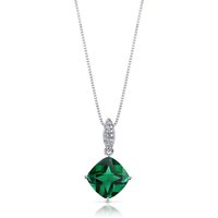 Emerald and Diamond Cherish Brilliance Pendant Necklace in 9ct White Gold