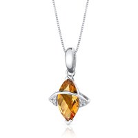 Citrine and Diamond Vitality Orbit Pendant Necklace in 9ct White Gold
