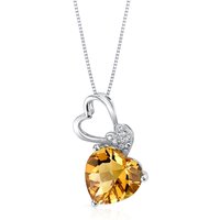 Citrine and Diamond Infatuation Asymmetric Heart Pendant Necklace in 9ct White Gold